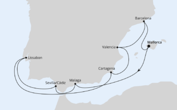 Route der AIDAstella durch Potrugal und Spanien